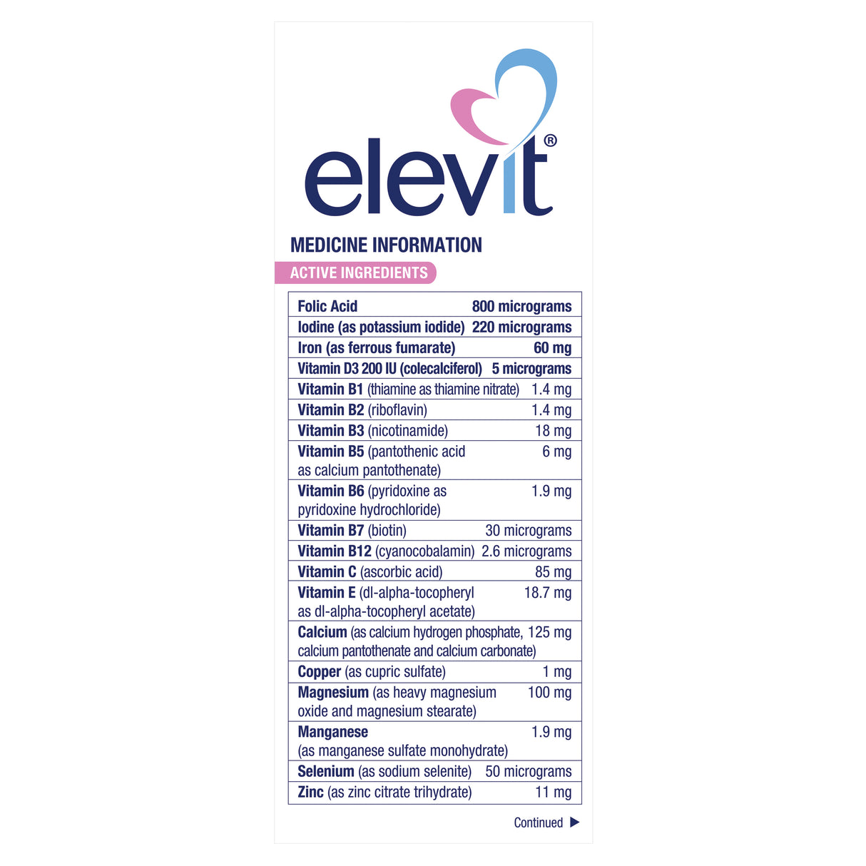 Elevit Preconception and Pregnancy Multivitamin 100 Tablets