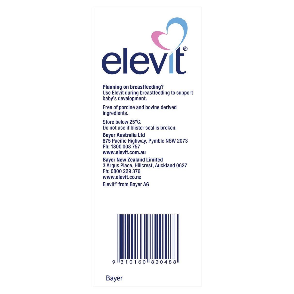 Elevit Preconception and Pregnancy Multivitamin 100 Tablets