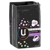 U by Kotex Cotton Ultrathin Pads Overnight with Wings 8 Pack