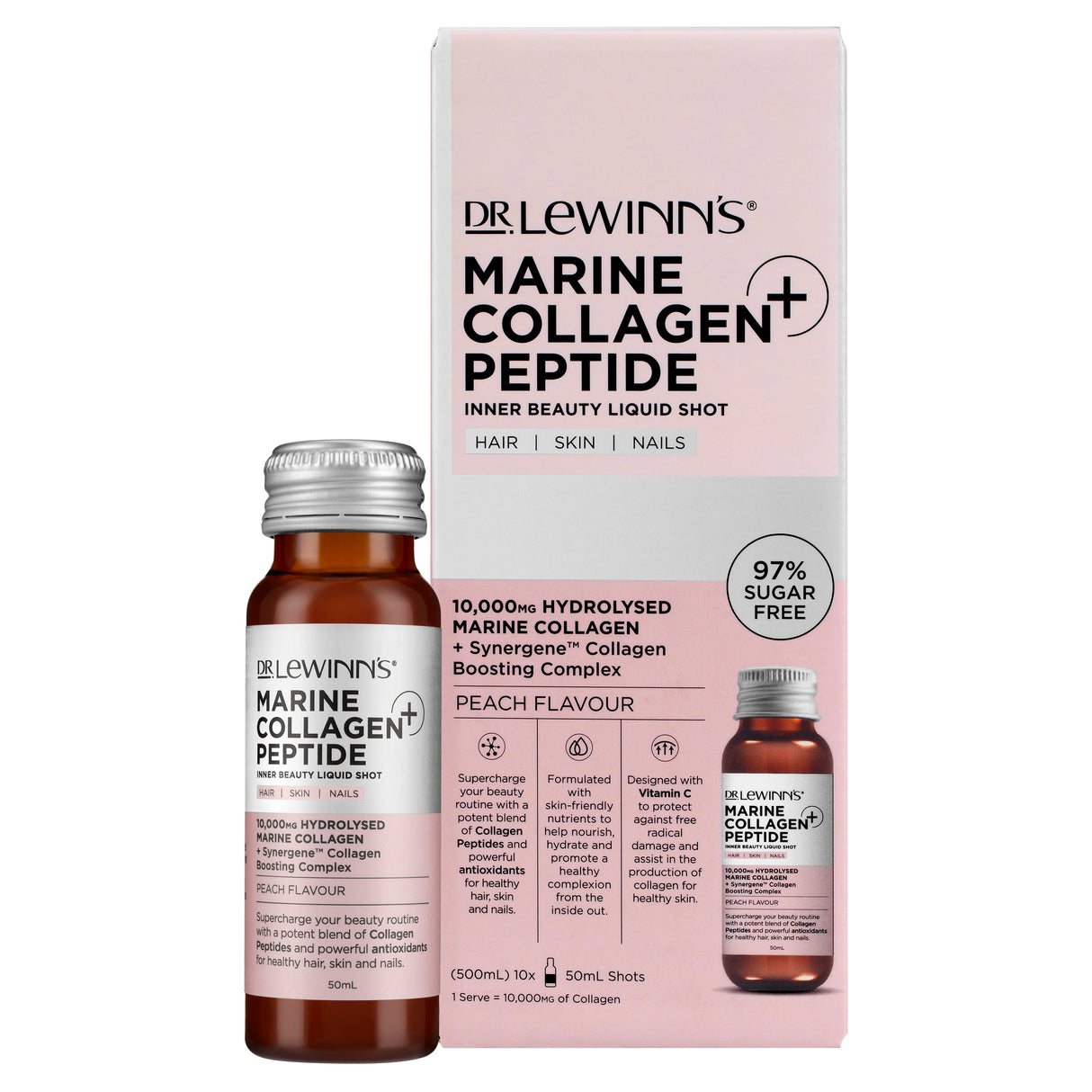 Dr. LeWinn's Marine Collagen Peptide+ Inner Beauty Collagen Supplement - 10 x 50mL