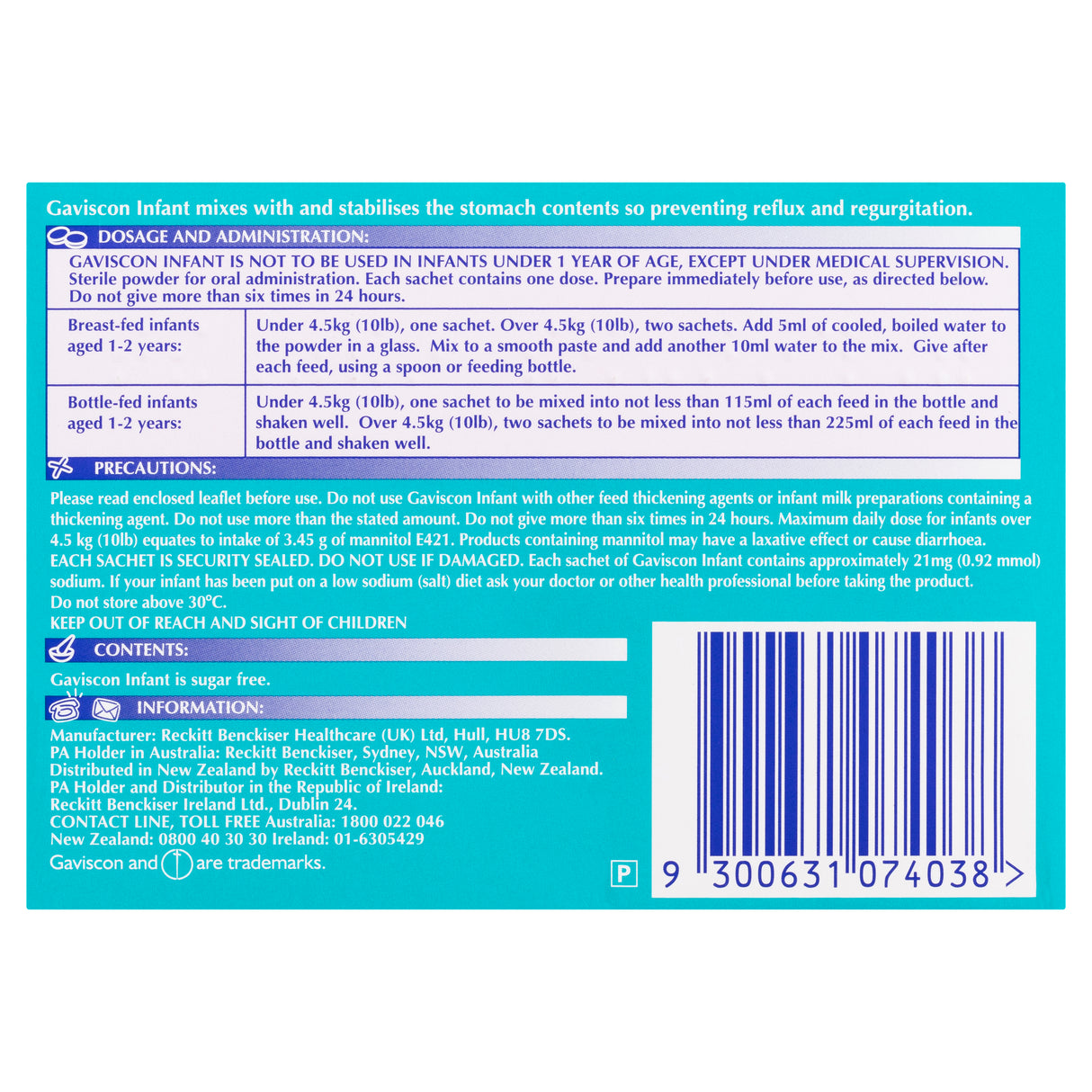 Gaviscon Infant Powder Sachets for Regurgitation and Gastic Reflux 30 Pack