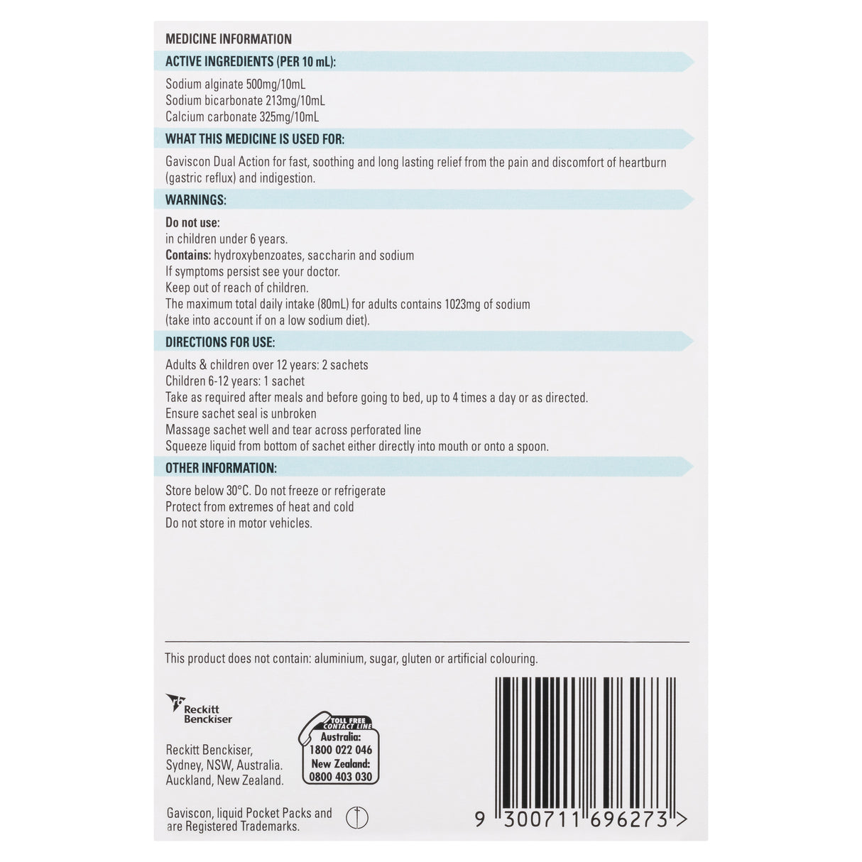Gaviscon Dual Action Liquid Sachets for Heartburn & Indigestion Relief