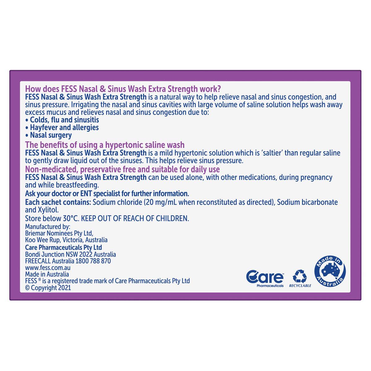 FESS Nasal and Sinus Wash 24 x 6.3g