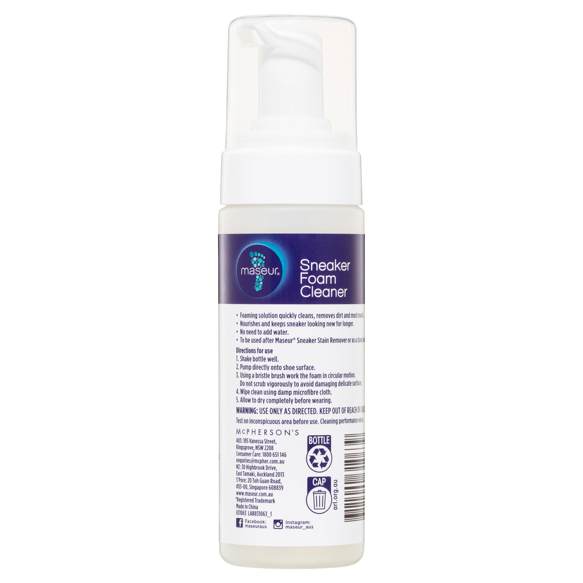 Maseur Footcare Sneaker Foam Cleaner 150mL