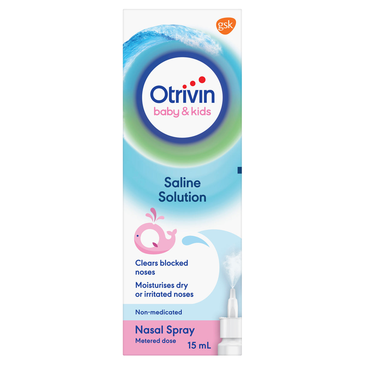 Otrivin Baby & Kids Natural Nasal Spray for Relief of Nasal Congestion and Blocked Nose, 15mL