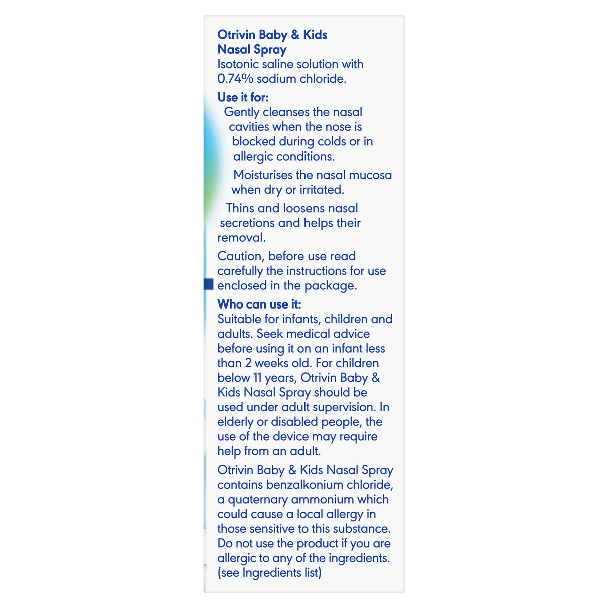 Otrivin Baby & Kids Natural Nasal Spray for Relief of Nasal Congestion and Blocked Nose, 15mL