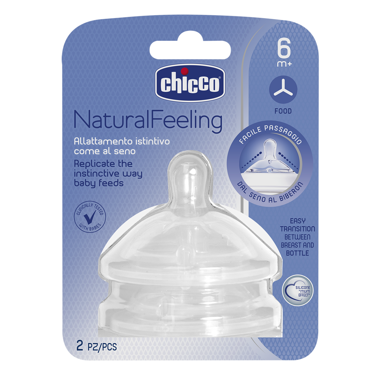 Chicco Teat NatFeeling 6m+ Food Flow 2pk