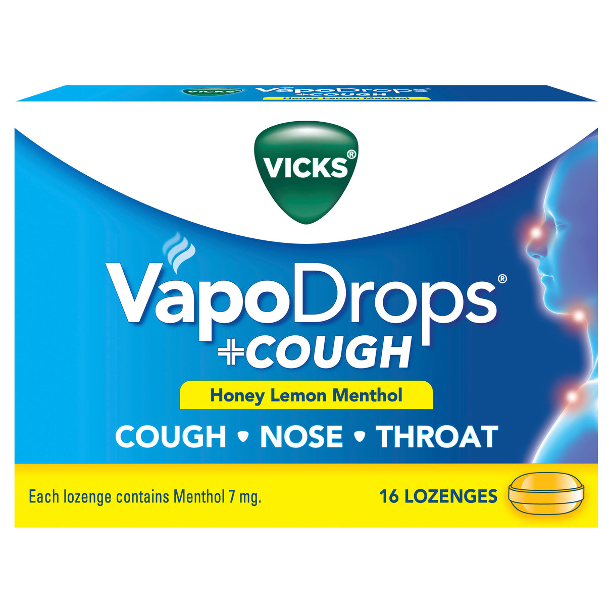VICKS Vapodrops+Cough Honey & Lemon Menthol 16