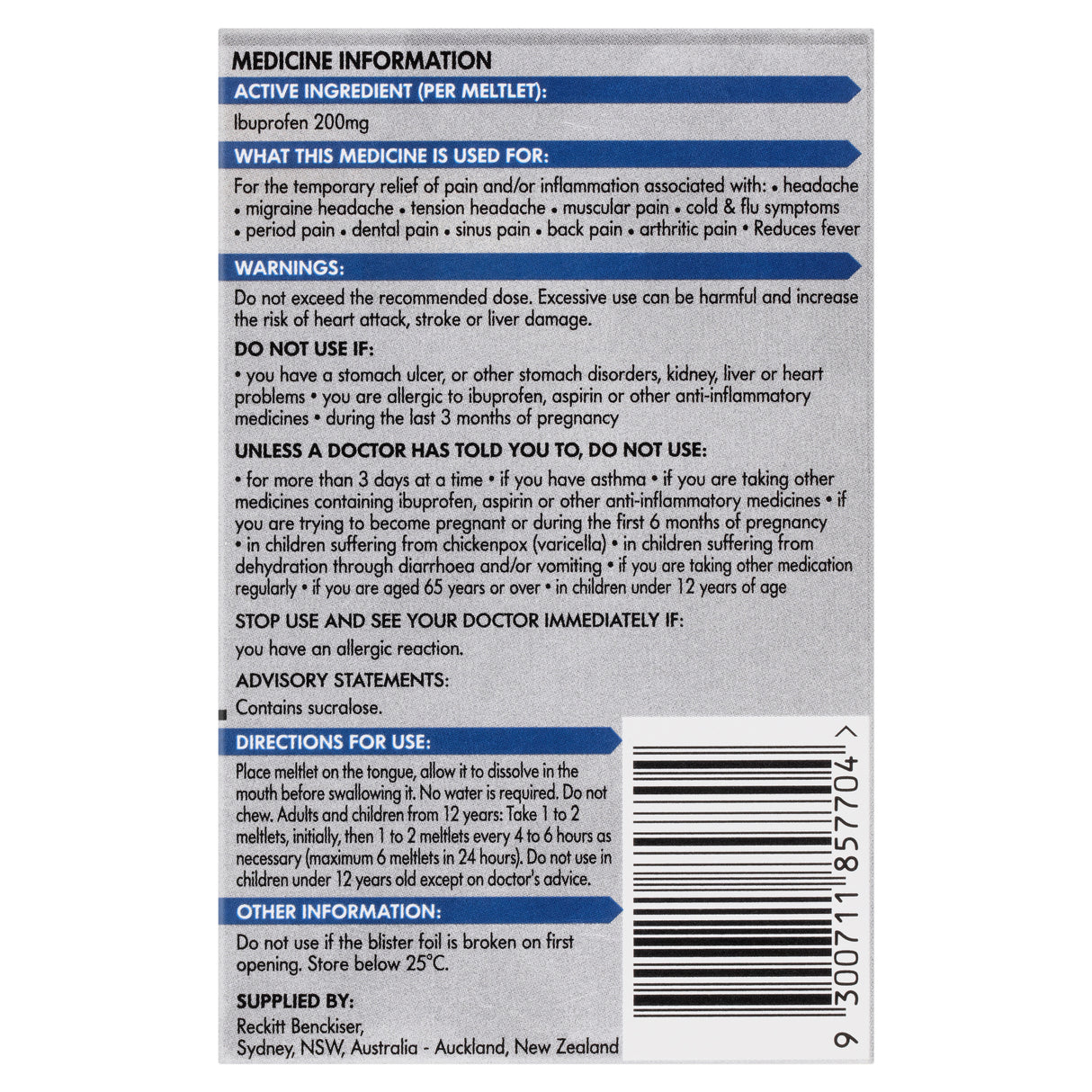 NUROFEN Meltlets Berry Burst 200mg 12 Pack
