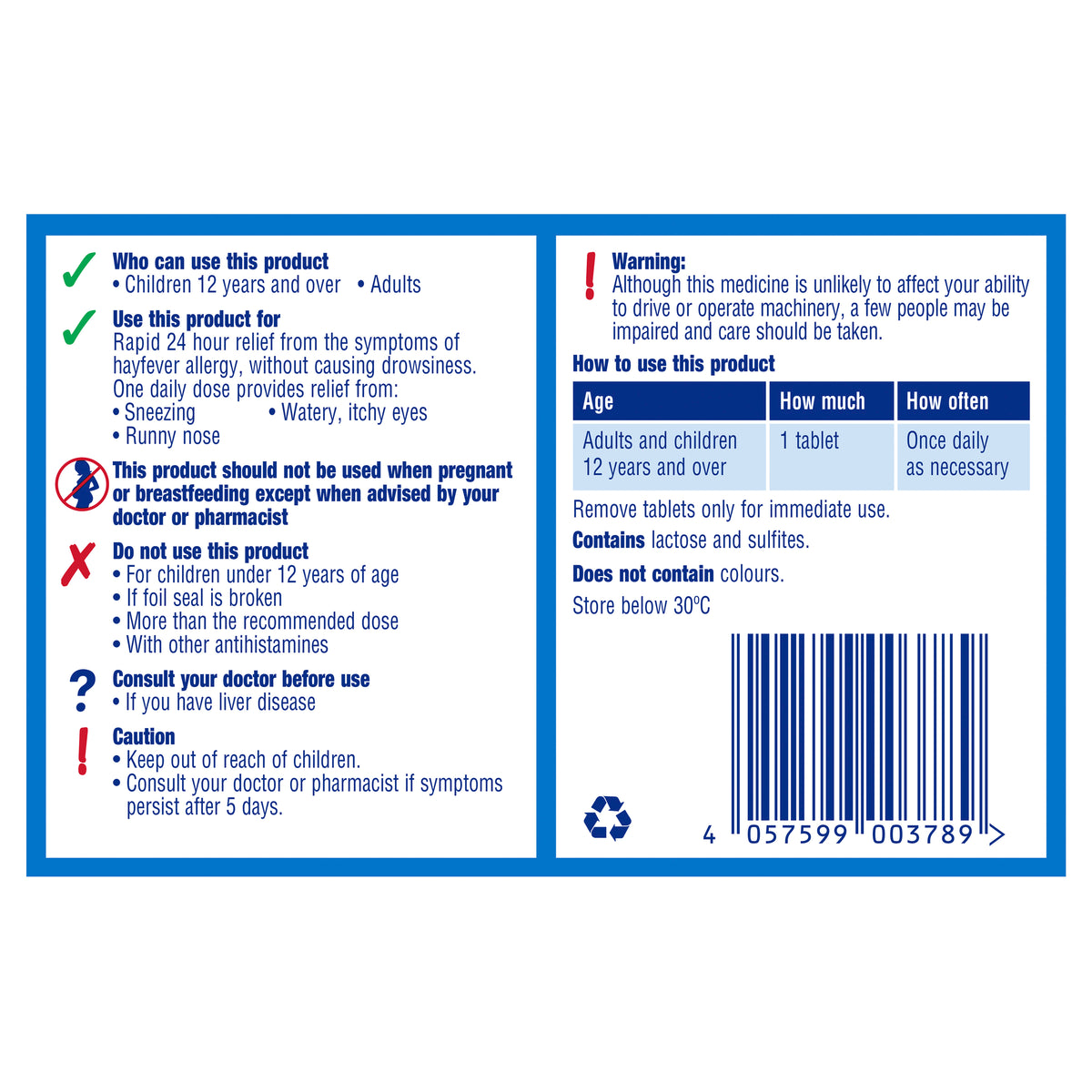 Claratyne Allergy Hayfever Relief Antihistamine Tablets 10 pack