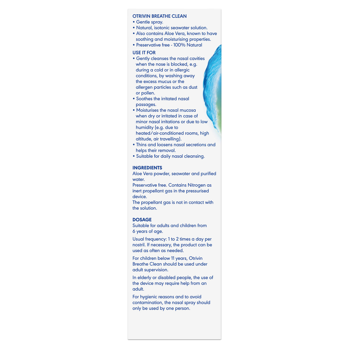 Otrivin Breathe Clean Natural Daily Nasal Cleanser with Isotonic Seawater & Aloe Vera, 100mL