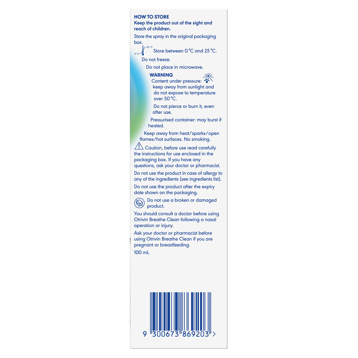 Otrivin Breathe Clean Natural Daily Nasal Cleanser with Isotonic Seawater & Aloe Vera, 100mL