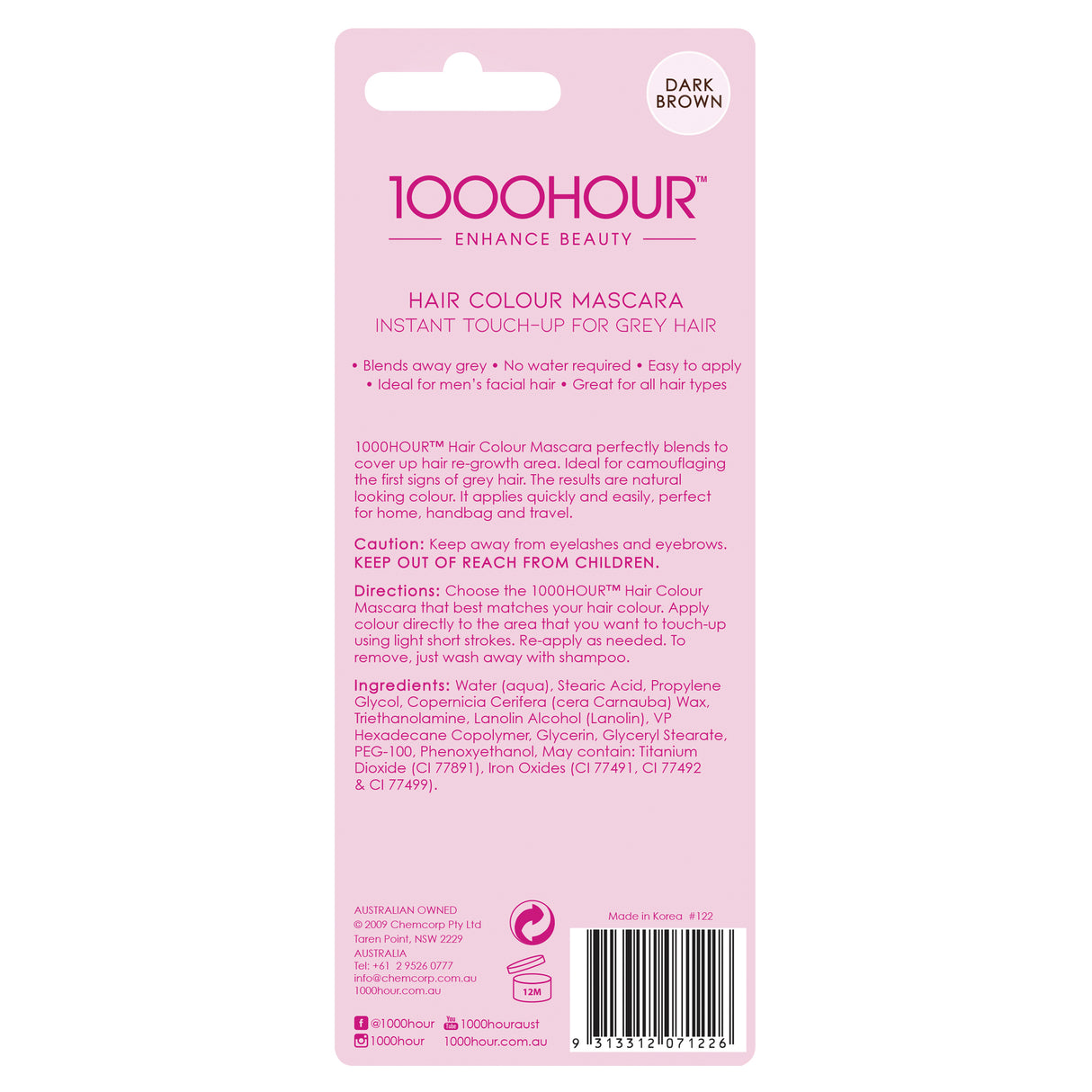 1000HOUR Hair Colour Mascara - Dark Brown
