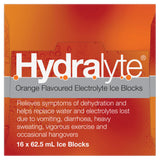 Hydralyte Electrolyte Ice Blocks Orange Flavoured 16 Pack