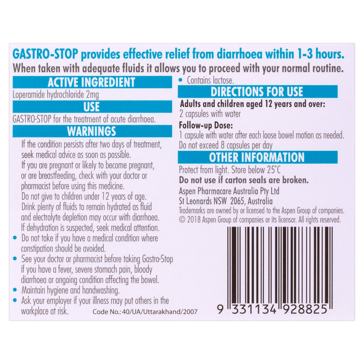 Gastro-Stop 2mg 12 Capsules