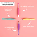 MCoBeauty Perfect Tweezers Professional 4 Pack Set
