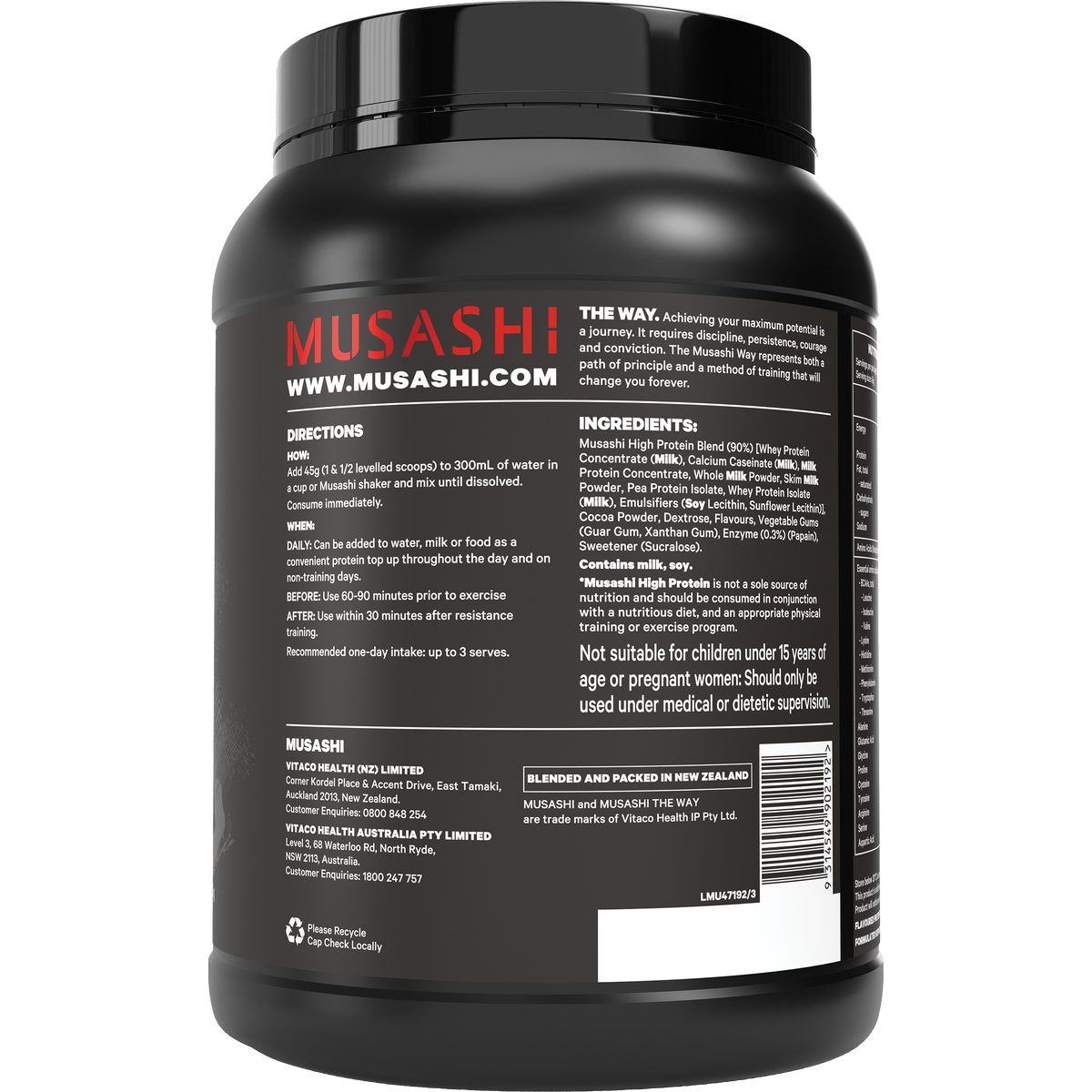 Musashi High Protein Powder Chocolate 900g
