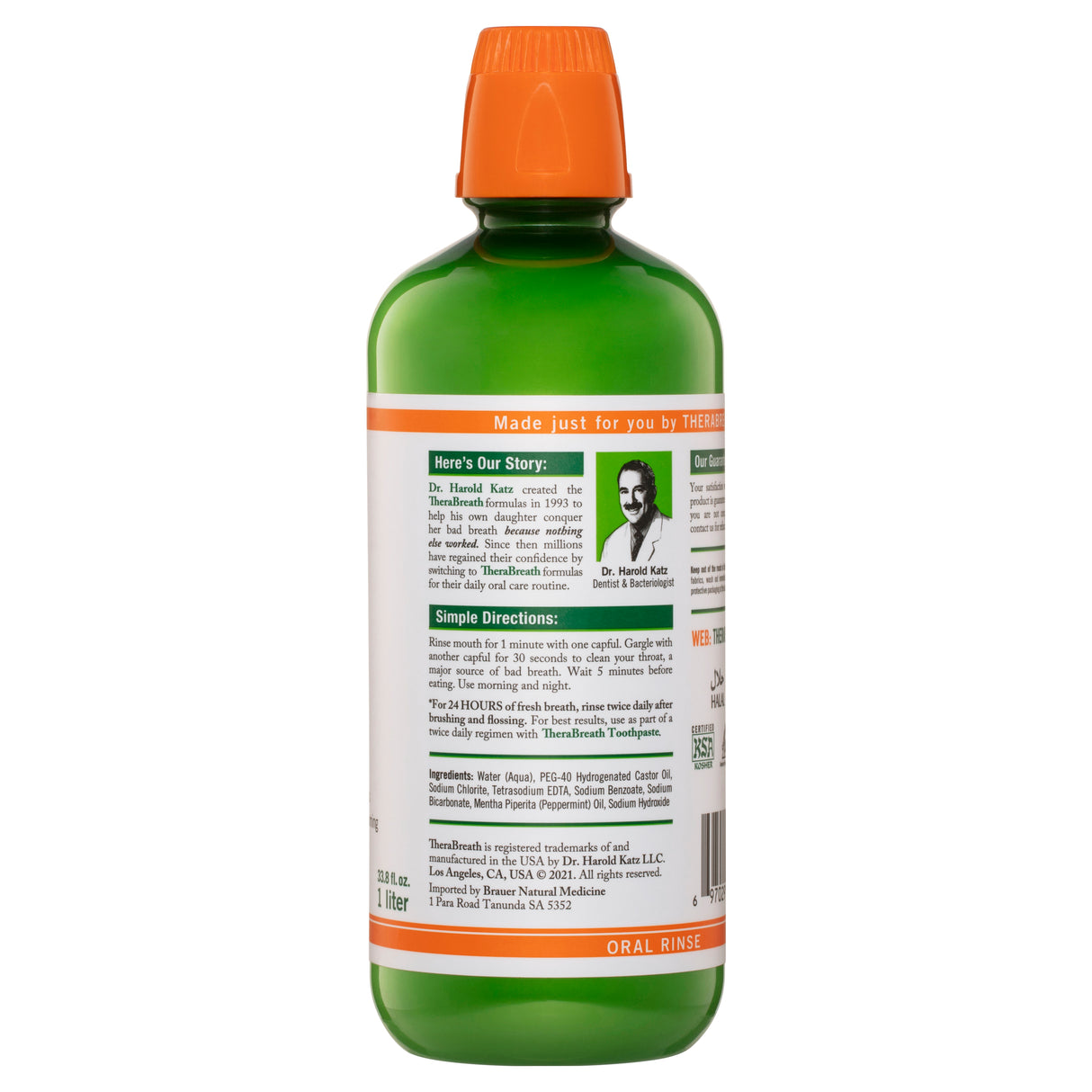TheraBreath Fresh Breath Oral Rinse Mild Mint 1L
