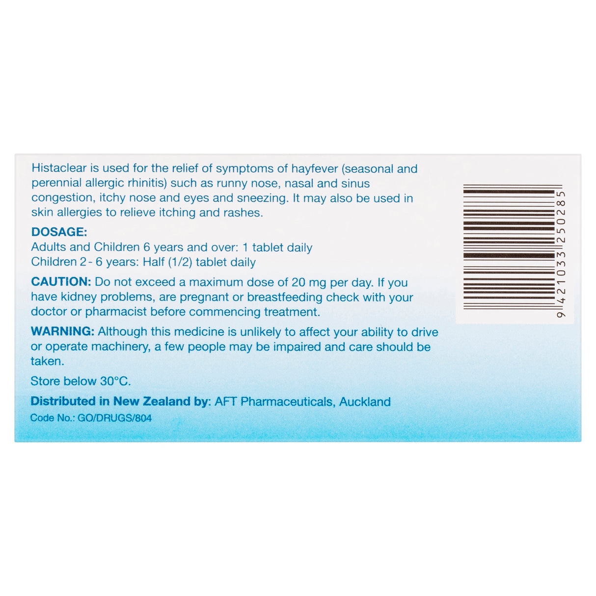 Histaclear® Allergy Relief 30 Tablets