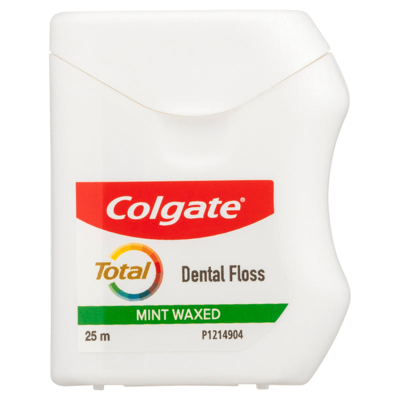 Colgate Total Mint Waxed Dental Floss, 25m, Protects Gums & Helps Prevent Tooth Decay