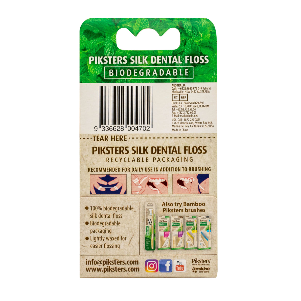Piksters Silk Dental Floss Spearmint