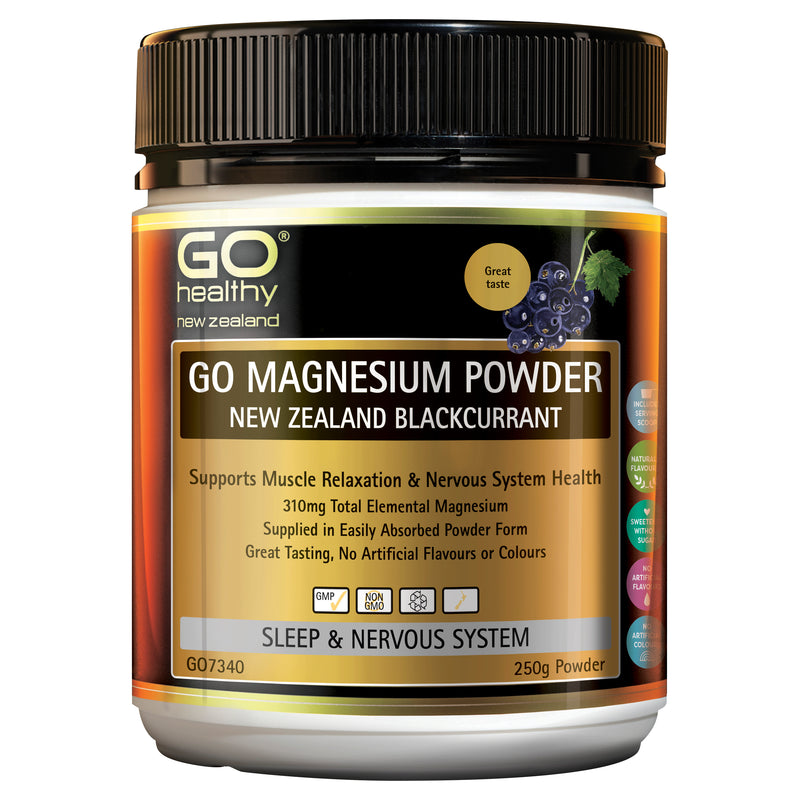 GO Healthy GO Magnesium Powder NZ Blackcurrant 250g