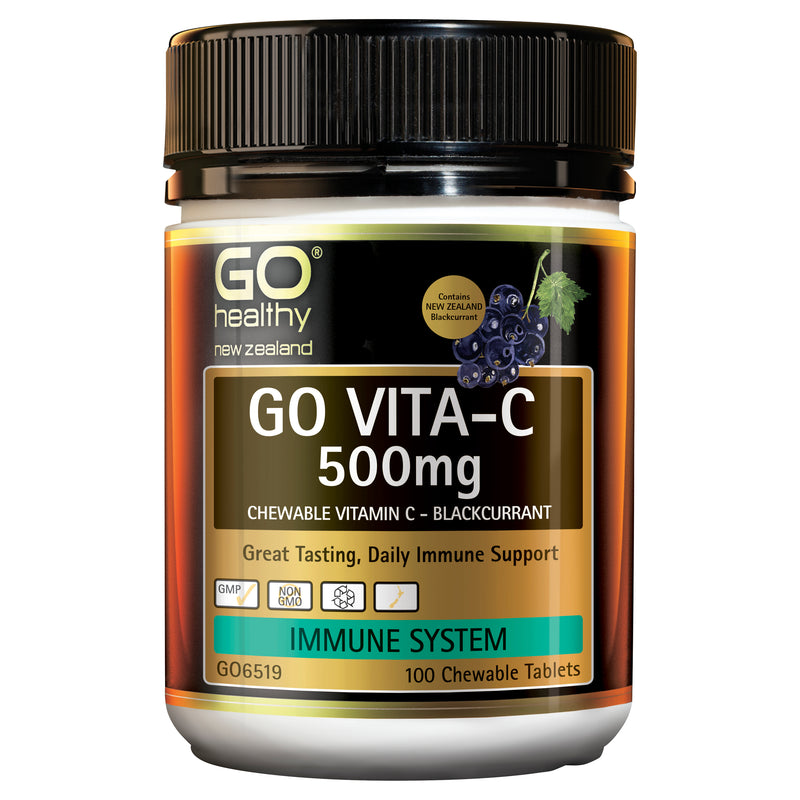 GO Healthy GO Vita-C 500mg (NZ Blackcurrant) 100 Chew Tabs