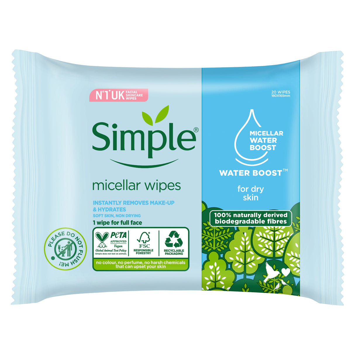 Simple Kind To Skin Micellar Wipes 20 Pack