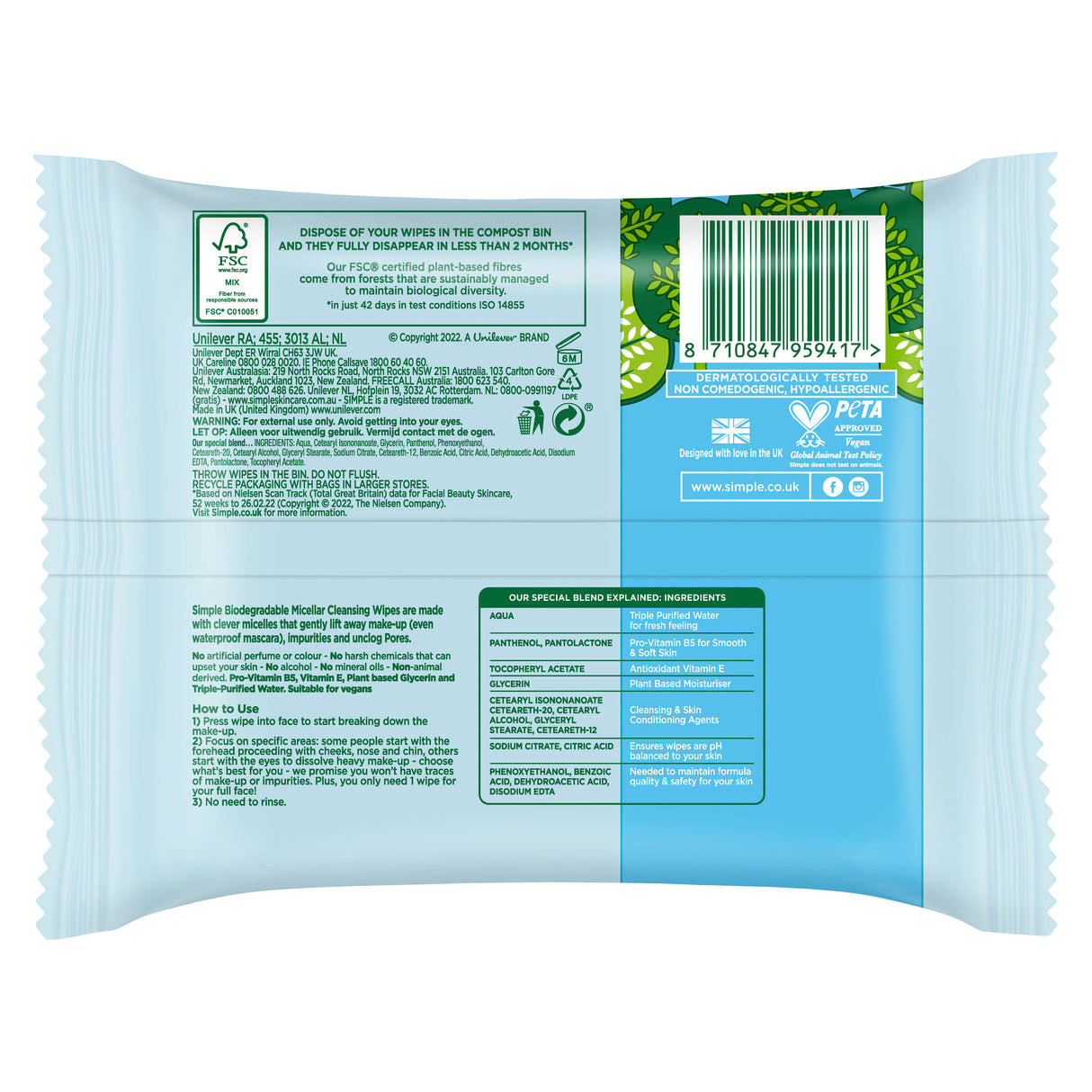 Simple Kind To Skin Micellar Wipes 20 Pack