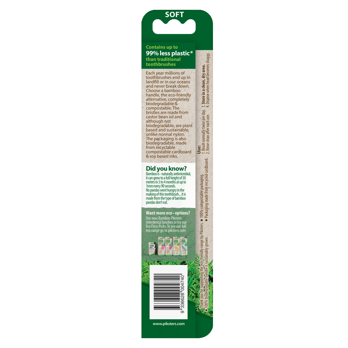 PIKSTERS P/Bamboo T/brush Kids 2pk