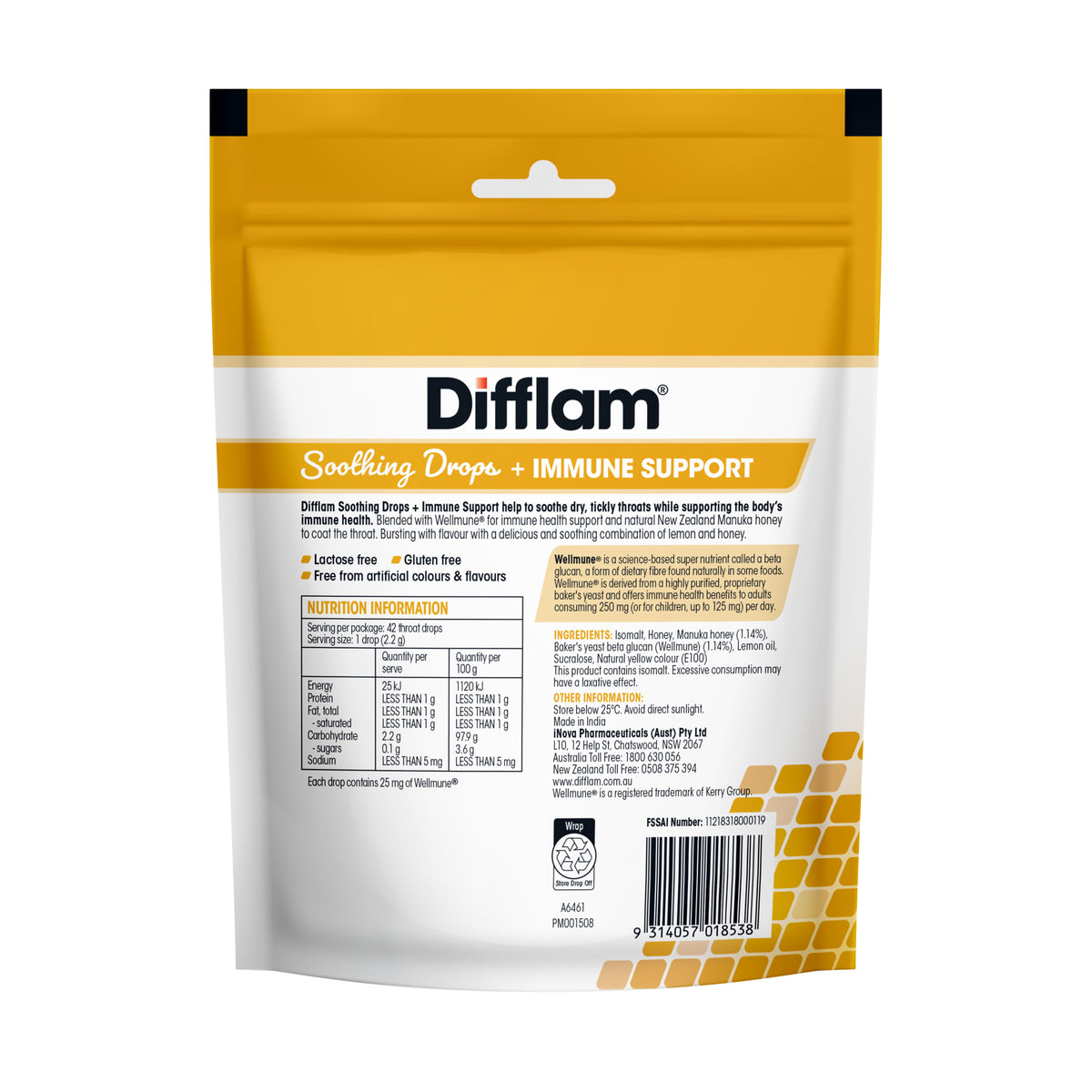Difflam Drops + Immune Support Honey & Lemon 42s