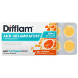 Difflam Sore Throat Lozenges Sugar Free Orange Flavour 16 Pack