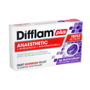 Difflam Plus Anaesthetic Sore Throat Lozenges Blackcurrant Flavour 16 Pack