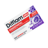 Difflam Plus Anaesthetic Sore Throat Lozenges Blackcurrant Flavour 16 Pack