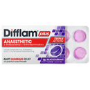 Difflam Plus Anaesthetic Sore Throat Lozenges Blackcurrant Flavour 16 Pack