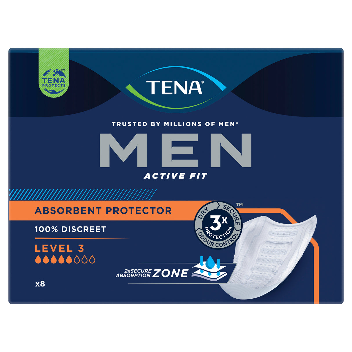TENA Men Active Fit Absorbent Protector Level 3 Super 8 Pack