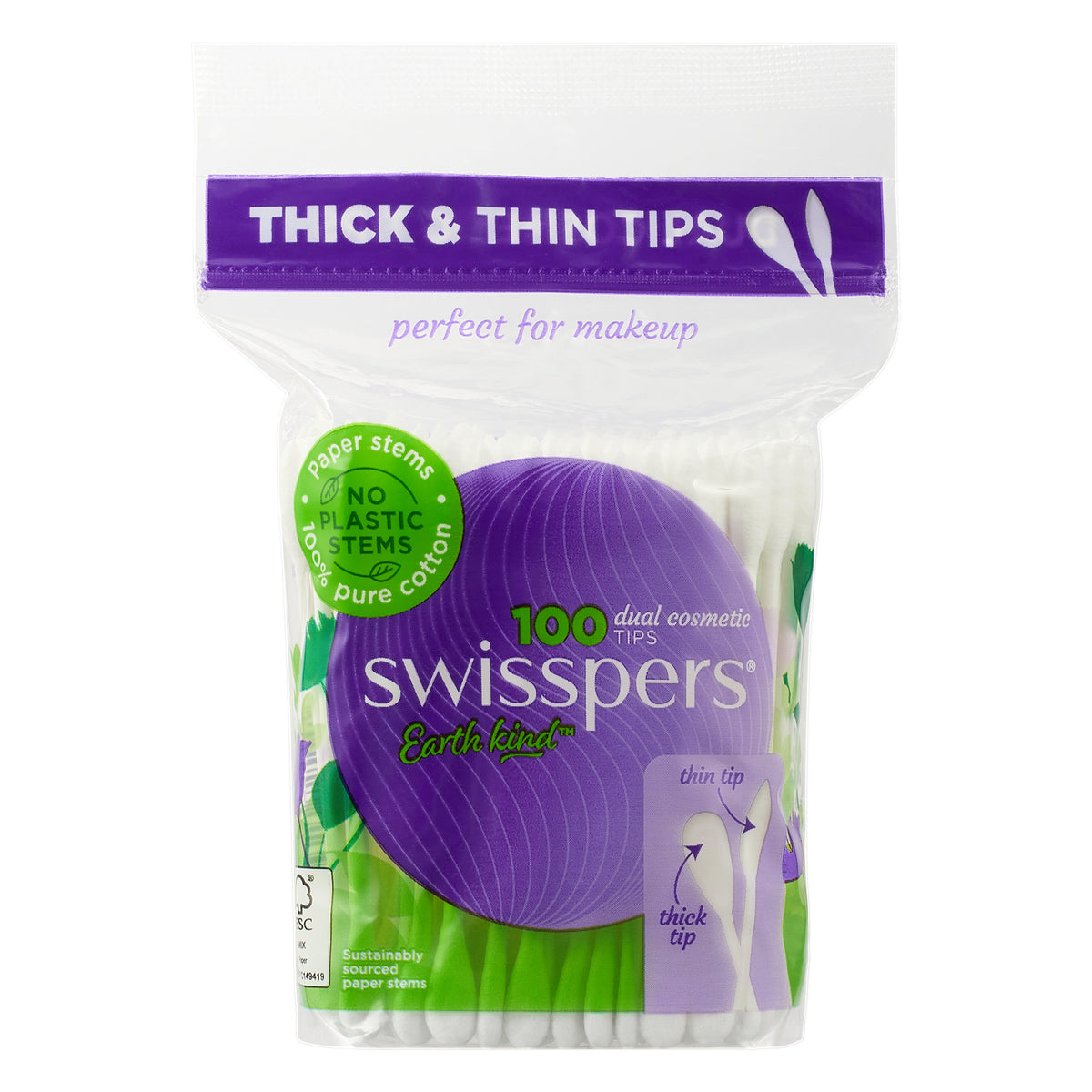 Swisspers Dual Cosmetic Tips Paper Stems 100 Pack