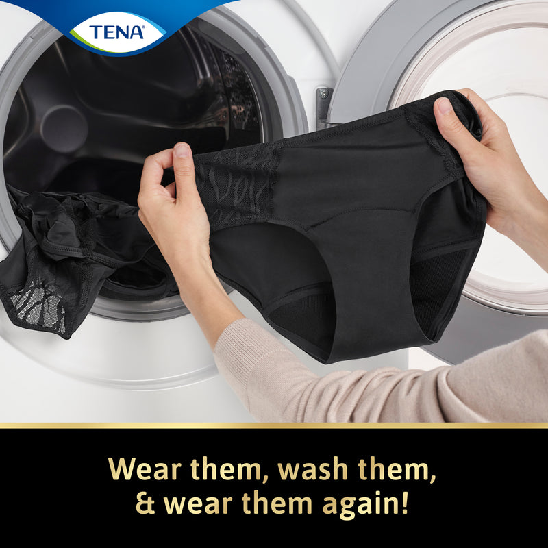 TENA Washable Absorbent Underwear, Classic, Noir, 14-16