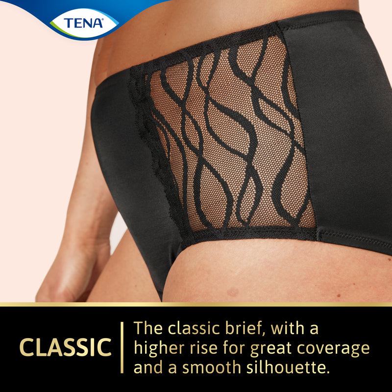 TENA Washable Absorbent Underwear, Classic, Noir, 14-16