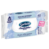 Sorbent Hypo-Allergenic Flushable Wipes 40 Pack