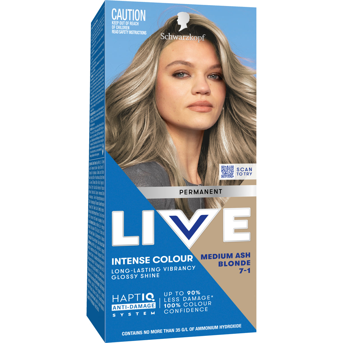 Schwarzkopf Live Colour Permanent 7-1 Med Ash Blnde