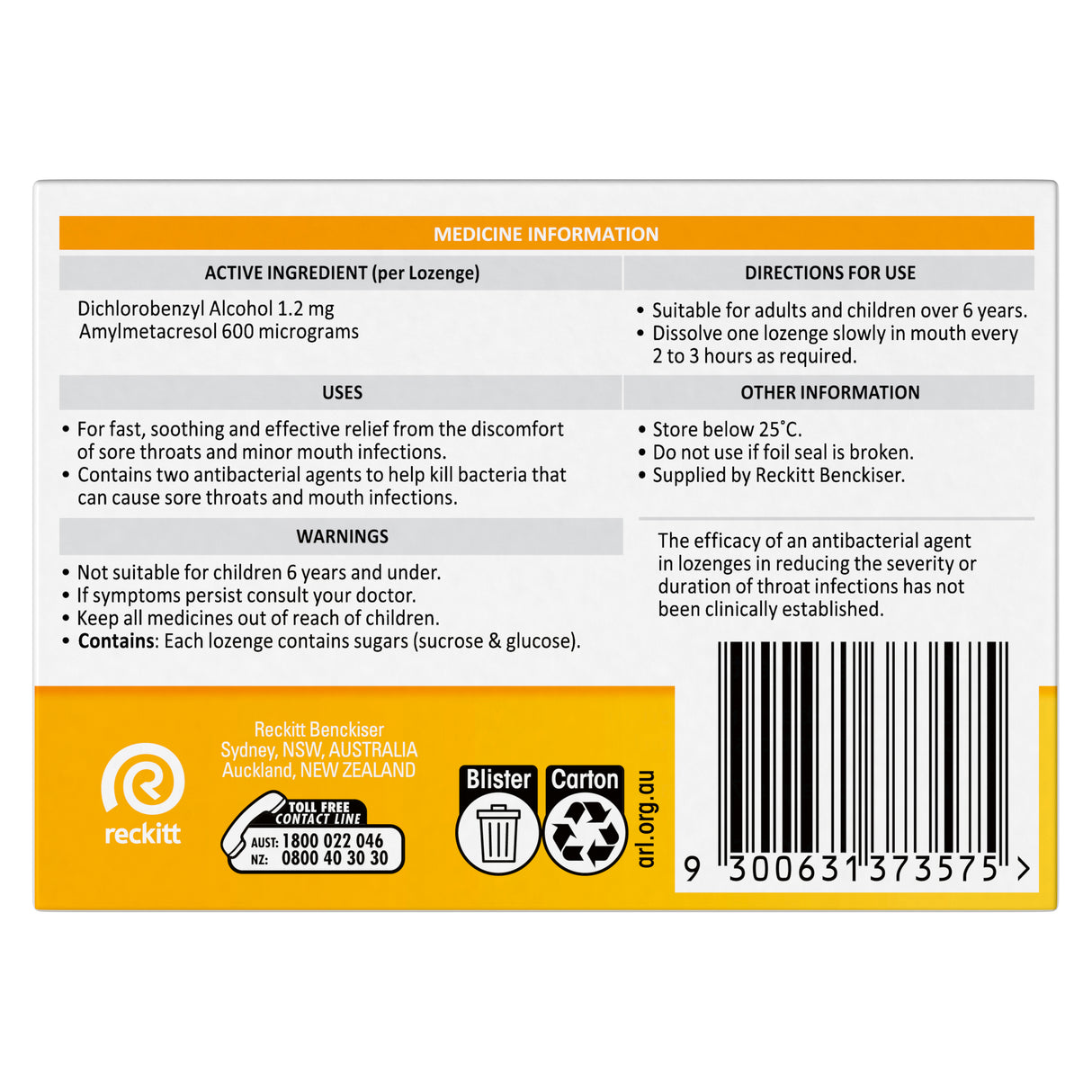 Strepsils Honey & Lemon Flavour 36 Lozenges