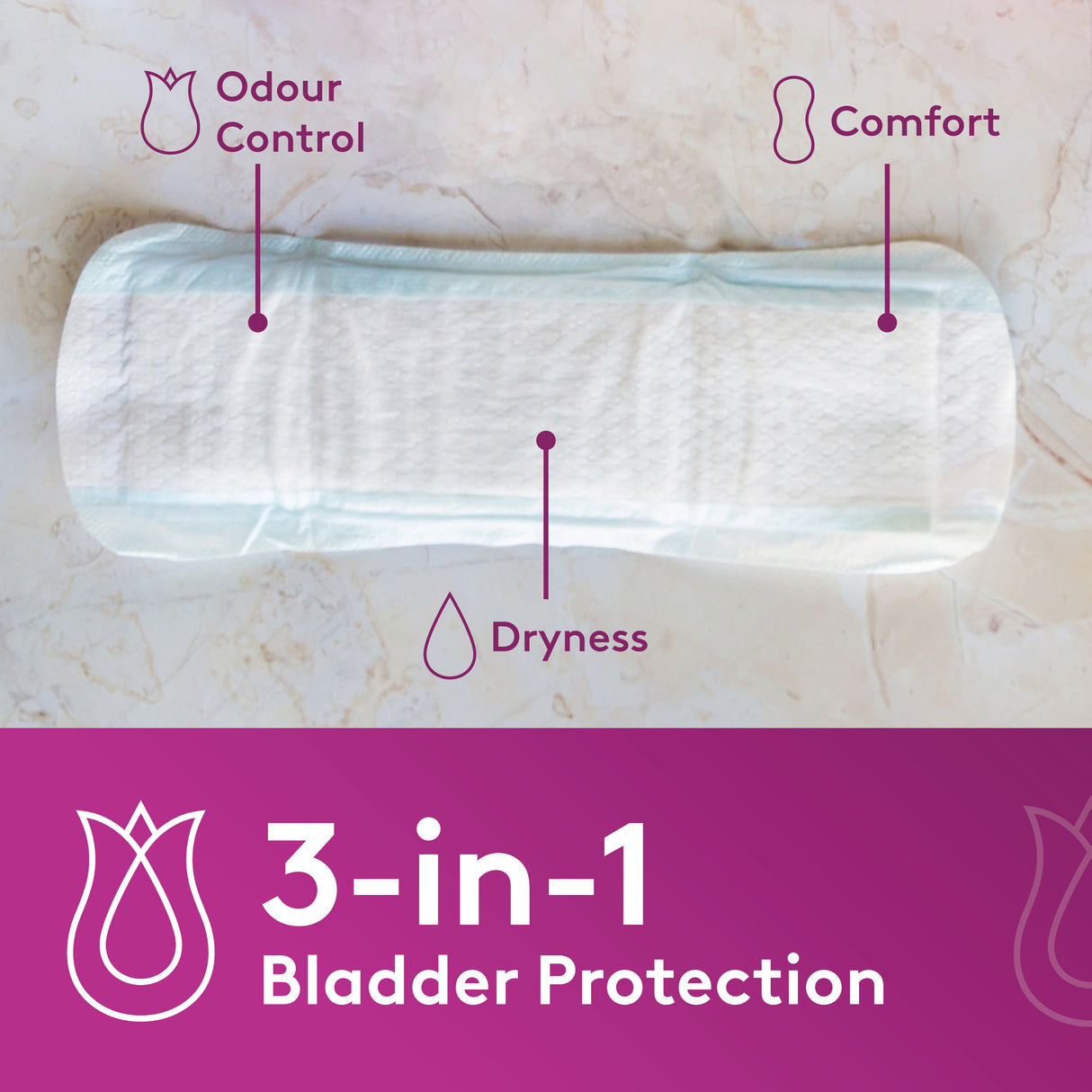 Poise Thin & Discreet Incontinence Pads Regular 16 Pack