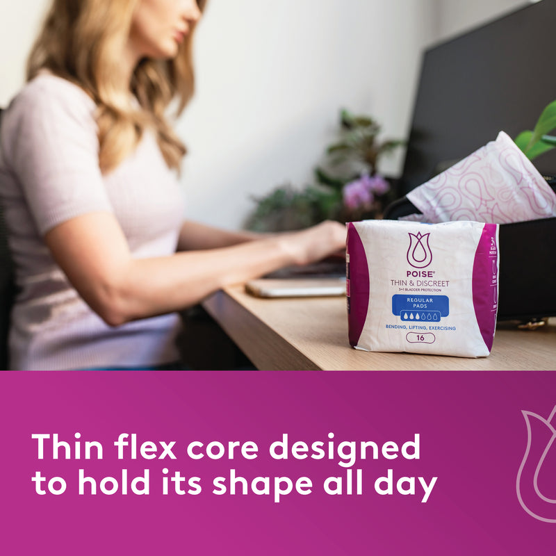 Poise Thin & Discreet Incontinence Pads Regular 16 Pack Poise Thin & Discreet Incontinence Pads Regular 16 Pack