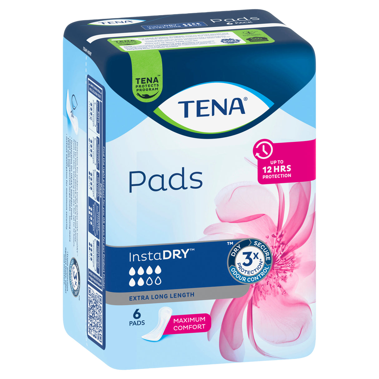 TENA Pads InstaDRY Extra Long Length 6 Pack