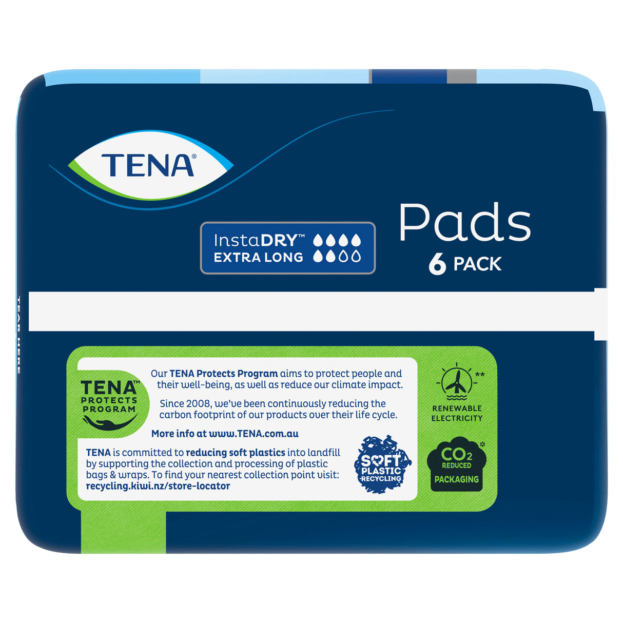 TENA Pads InstaDRY Extra Long Length 6 Pack