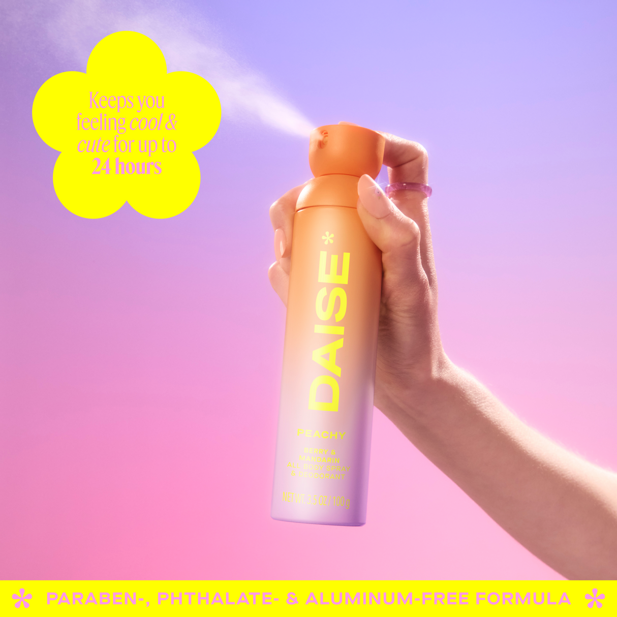 DAISE Peachy Daise All Body Spray & Deodorant in Berry & Mandarin, 3.5 oz/120 mL