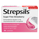 Strepsils Sore Throat Relief Sugar Free Strawberry 36 Pack