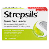 Strepsils Sore Throat Relief Sugar Free Lemon 36 Pack