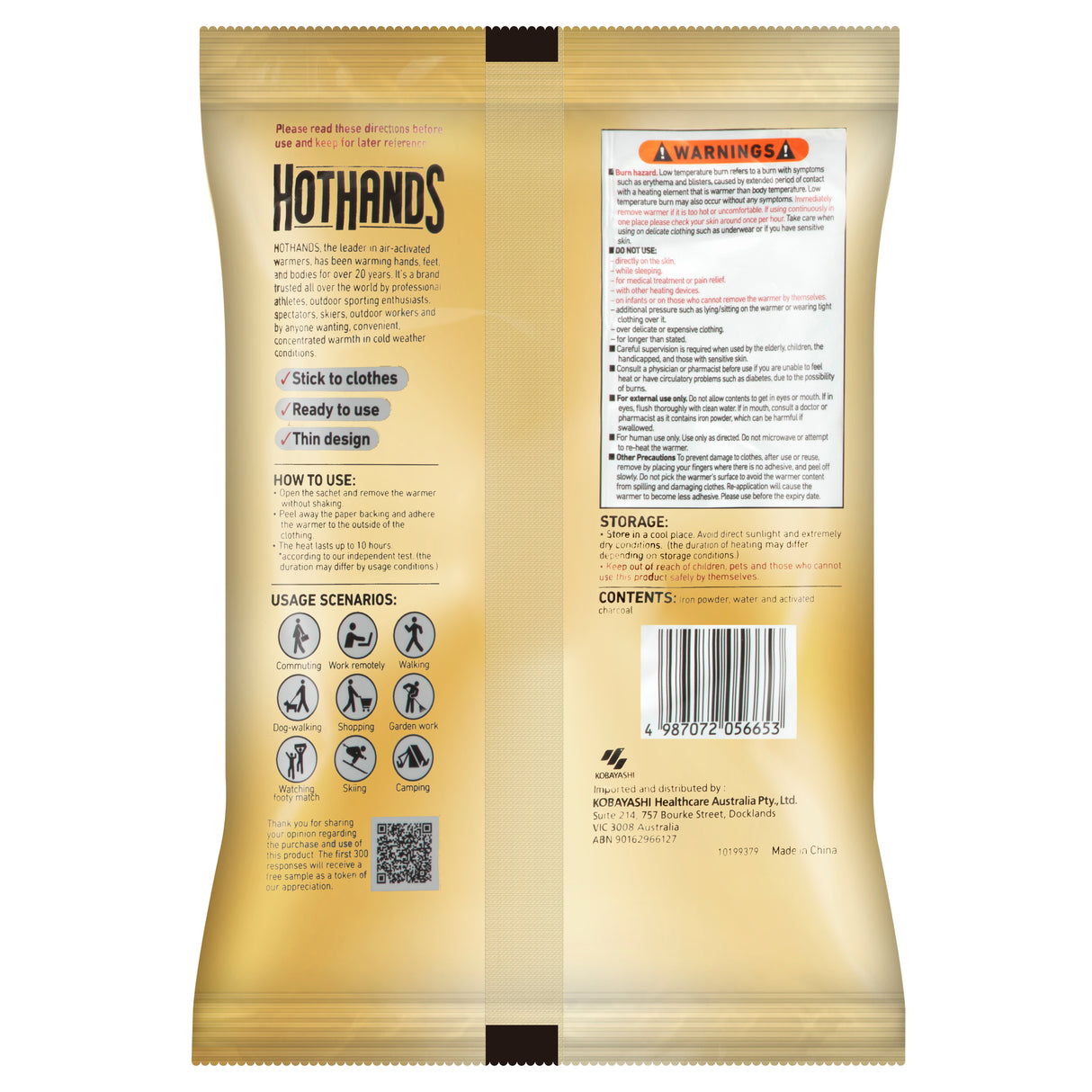 HOT HANDS Body Warmer Adhesive 5pc